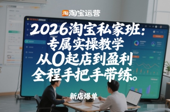 2026淘宝私家班：专属实操教学，从0起店到盈利，全程手把手带练(更新)
