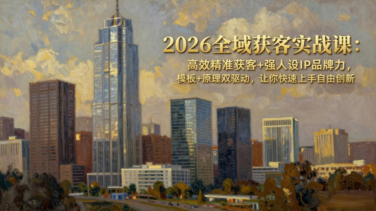 2026全域获客实战课：高效精准获客+强人设IP品牌力，模板+原理双驱动，让你快速上手自由创新