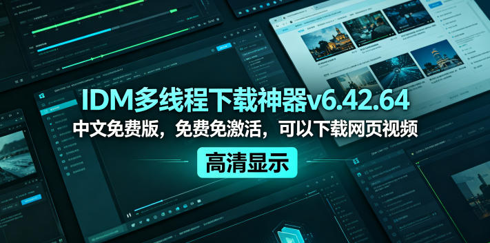 IDM多线程下载神器v6.42.64中文免费版，免费免激活，可以下载网页视频(例如飞书文档内的视频)