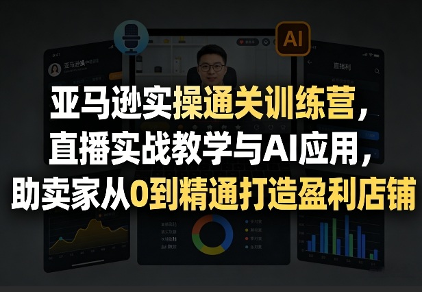 亚马逊实操通关训练营，直播实战教学与AI应用，助卖家从0到精通打造盈利店铺(更新9月30日)