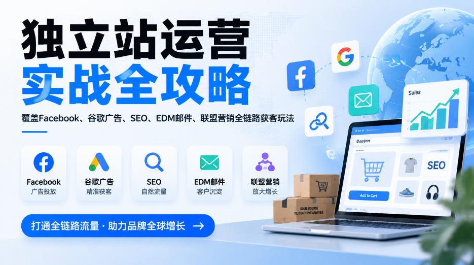 独立站运营实战全攻略，覆盖Facebook、谷歌广告、SEO、EDM邮件、联盟营销全链路获客玩法(更新2026)