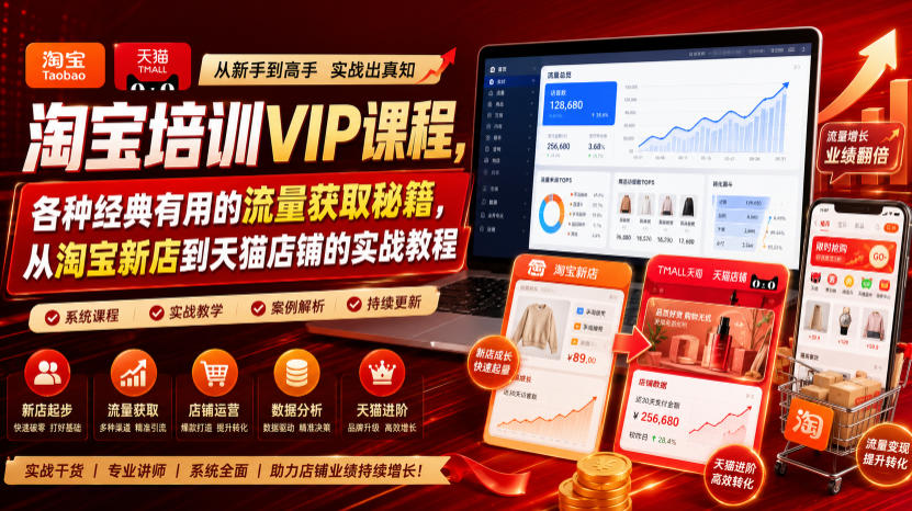 淘宝培训VIP课程，各种经典有用的流量获取秘籍，从淘宝新店到天猫店铺的实战教程(更新10月15日)