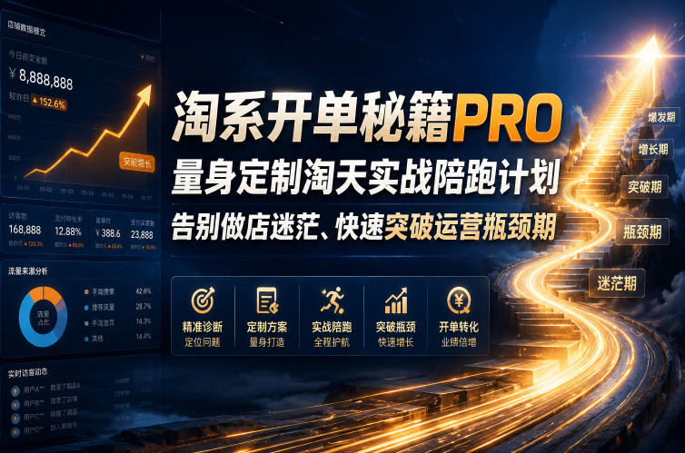 淘系开单秘籍PRO，量身定制淘天实战陪跑计划，告别做店迷茫、快速突破运营瓶颈期(更新261012)